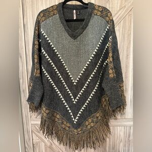 Love By Design Charcoal and Tan V-Neck Sweater